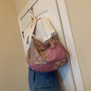 COACH Pink and Gold Designer Shoulder Bag